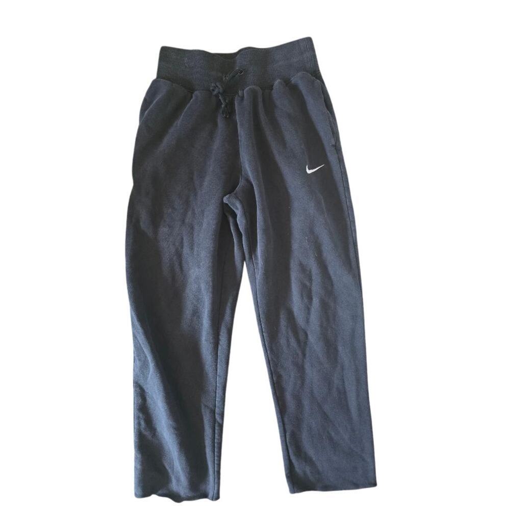 Nike Black Fleece Jogger Sweatpants Small Swoosh High Waist